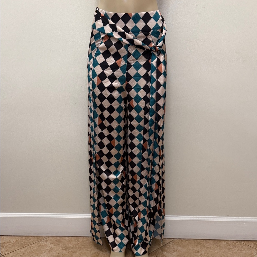 PatBO Geometric Wide Leg Pants Size 6 Flowy Feminine Boho